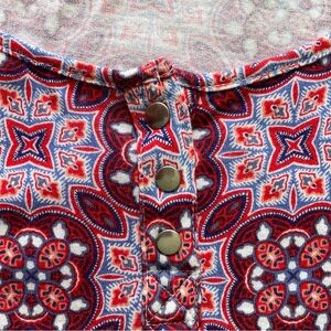 Liz Claiborne Patriotic T-Shirt Size L Red White Blue July 4 Tee Preppy Stretch